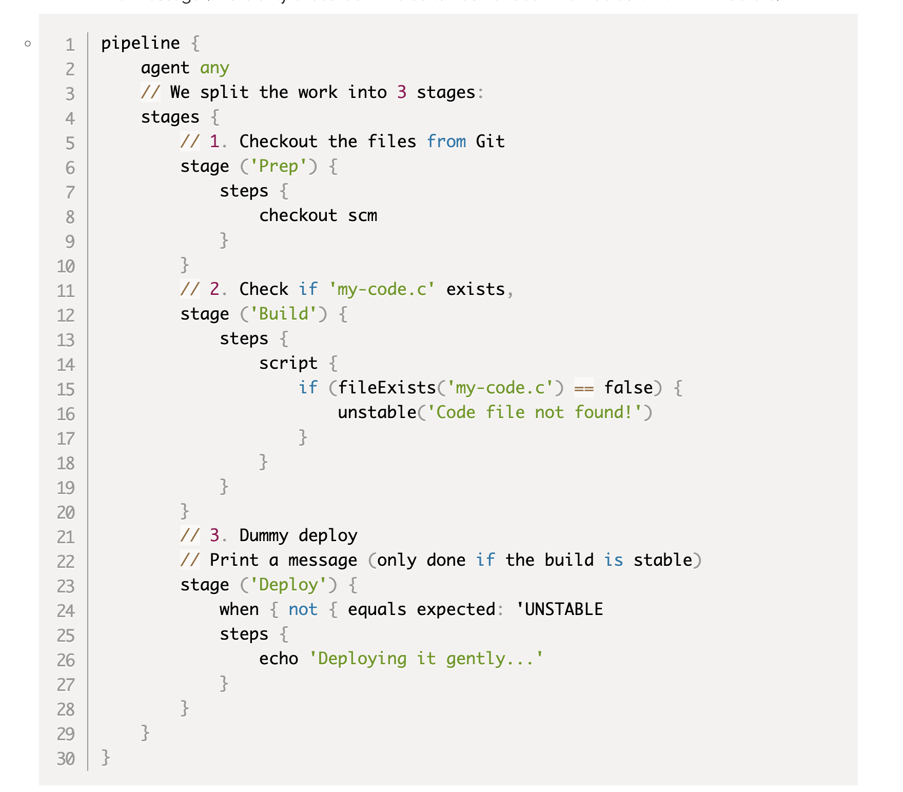 Example of a Jenkins Pipeline Script